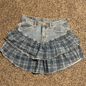 American Eagle Outfitters Blue Tiered Skater Mini Skirt